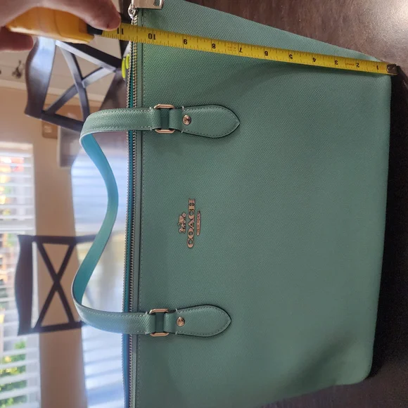 Coach "Faded Blue "Leather Tote Bag with Silver Hardware - Picture 3 of 6